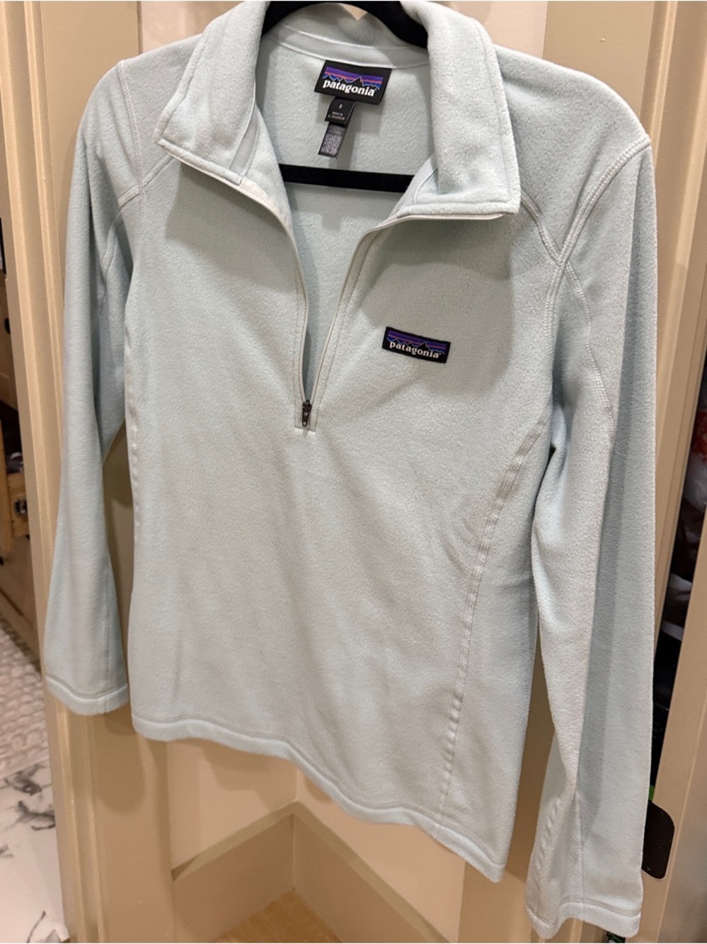 Patagonia Women's Pale Blue Cowl Neck Fleece Pullover